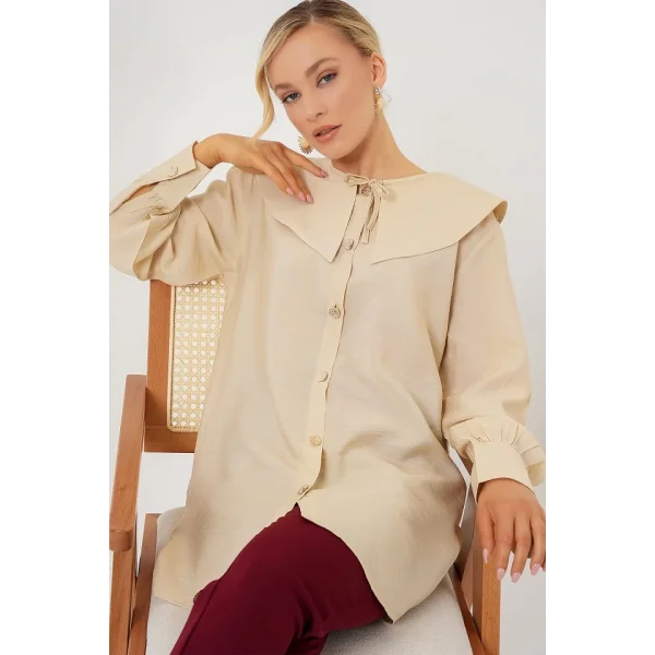 Bebe Yaka Uzun Tunik 5967 - Krem