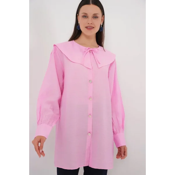 Bebe Yaka Uzun Tunik 5967 - Pembe
