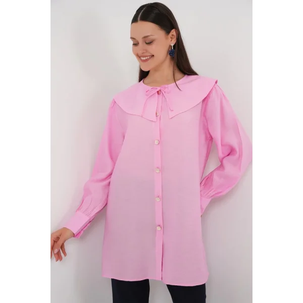 Bebe Yaka Uzun Tunik 5967 - Pembe