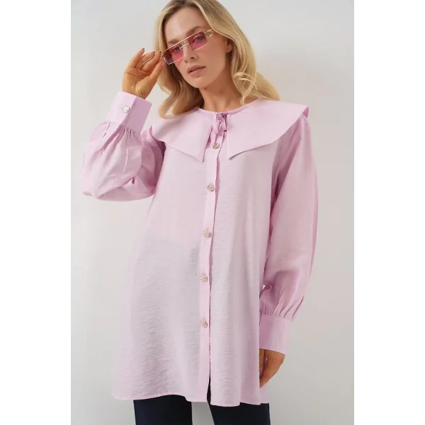 Bebe Yaka Uzun Tunik 5967 - Pudra