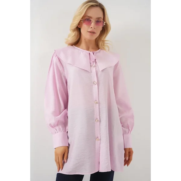 Bebe Yaka Uzun Tunik 5967 - Pudra