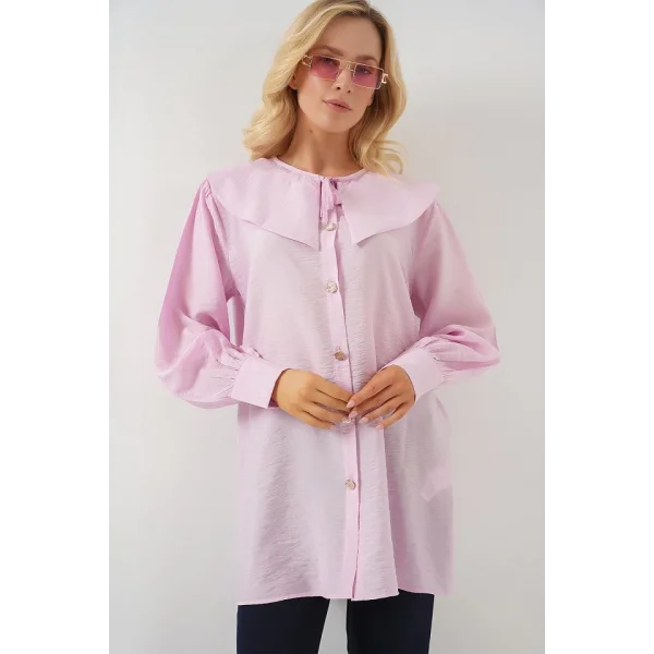 Bebe Yaka Uzun Tunik 5967 - Pudra