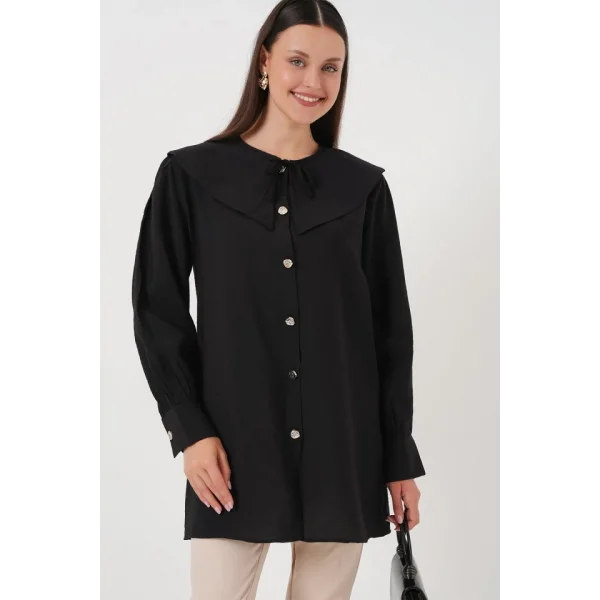 Bebe Yaka Uzun Tunik 5967 - Siyah