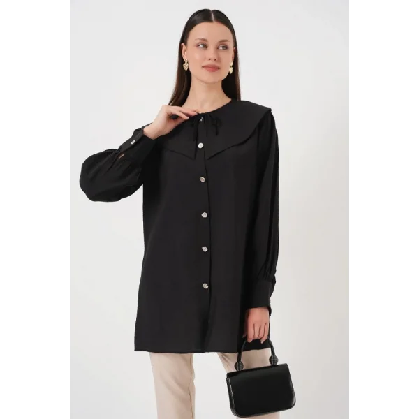 Bebe Yaka Uzun Tunik 5967 - Siyah