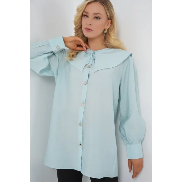 Bebe Yaka Uzun Tunik 5967 - Turkuaz
