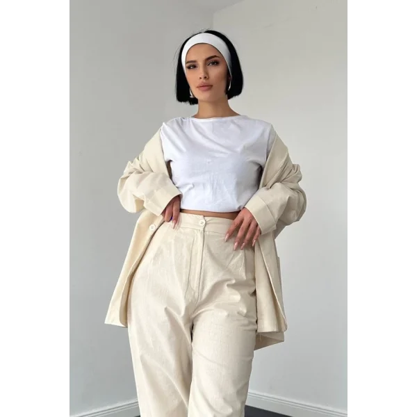 Bej Ceket Ve Pantolon Takım