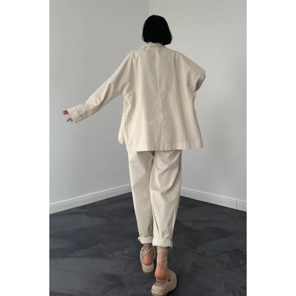 Bej Ceket Ve Pantolon Takım