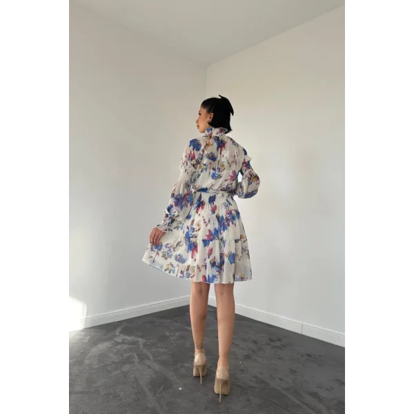 Bej Gipeli Kat Kat Mini Elbise