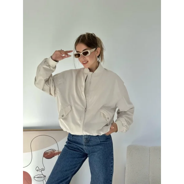 Bej Parçalı Bomber Ceket