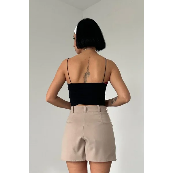 Bej Plikaşe Ceket Ve Etek Takım