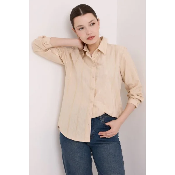 Bej Varak Desenli Gömlek 20253