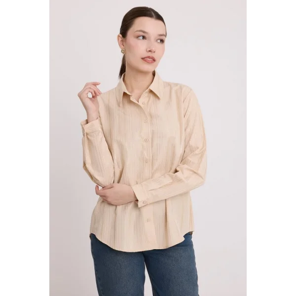 Bej Varak Desenli Gömlek 20253