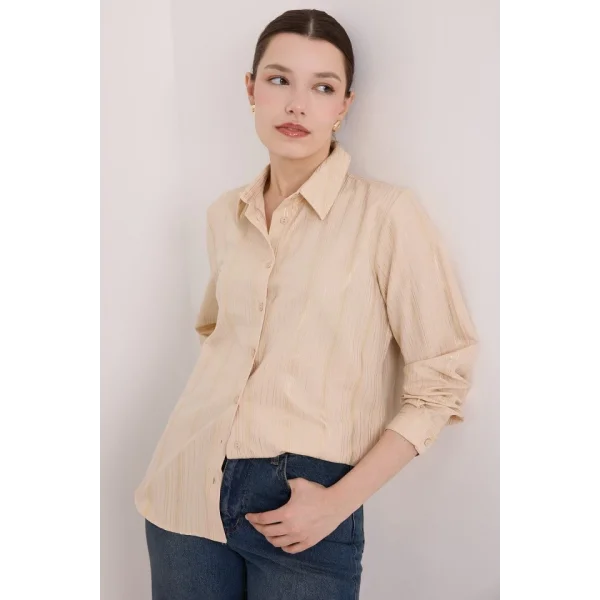 Bej Varak Desenli Gömlek 20253