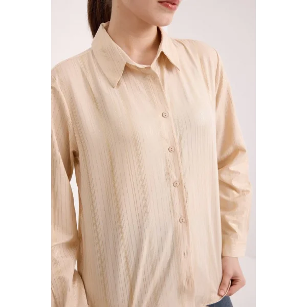 Bej Varak Desenli Gömlek 20253