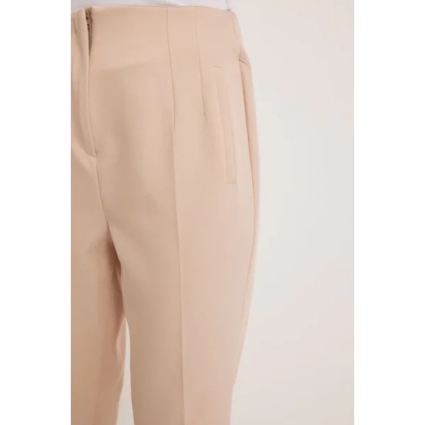 Bej Yüksek Bel Kumaş Pantolon 6650