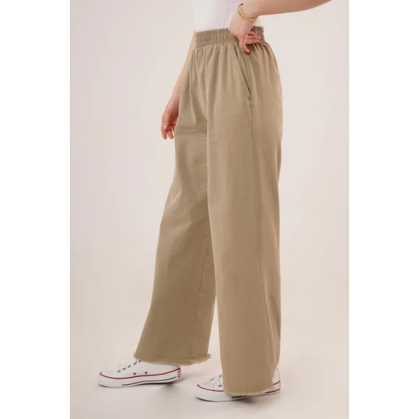 Bel astikli Paça Detaylı Cepli Haki Pantolon