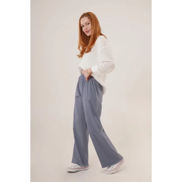 Bel astikli Paça Detaylı Cepli İndigo Pantolon