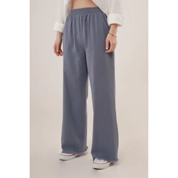 Bel astikli Paça Detaylı Cepli İndigo Pantolon