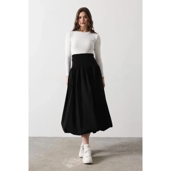 Bel Bantlı Balon Etek  iyah