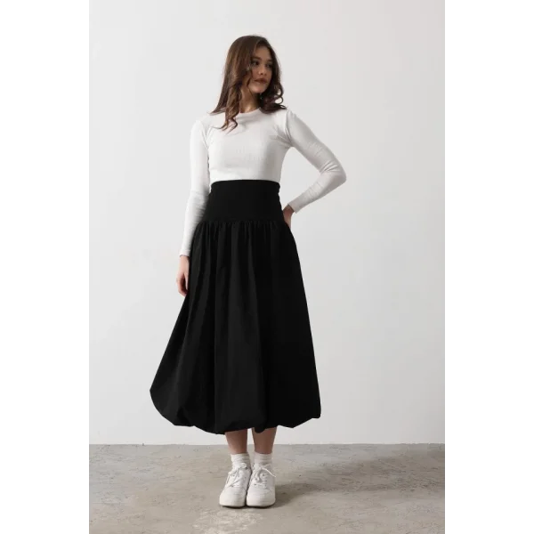 Bel Bantlı Balon Etek  iyah