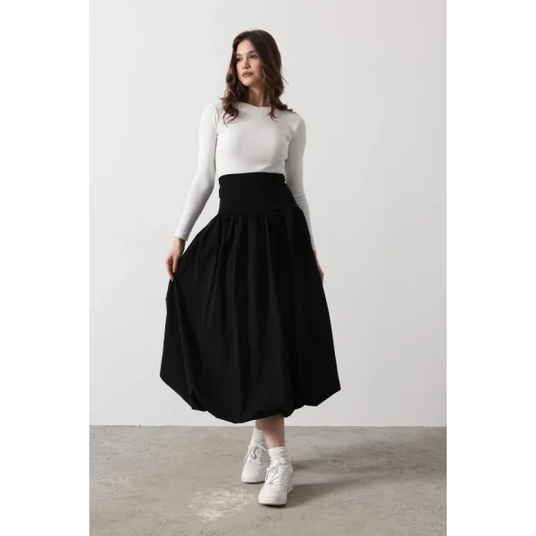 Bel Bantlı Balon Etek  iyah