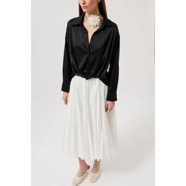 Bel Büzgülü Crop Saten Gömlek