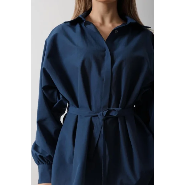 Bel Detaylı Gömlek - İndigo