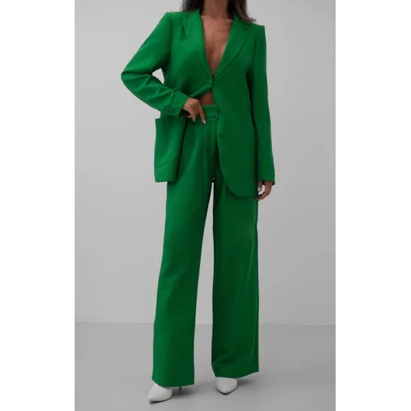 Bel Katlamalı Pantolon Blazer Ceket Takım