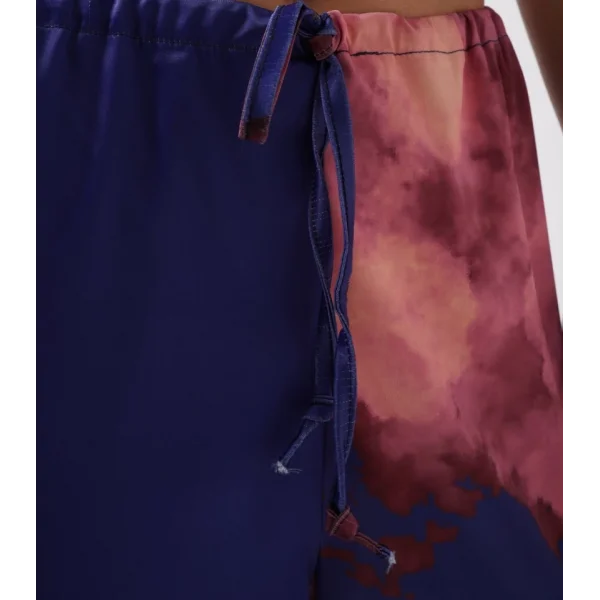 Bel Lastikli Desenli Saten Pantolon