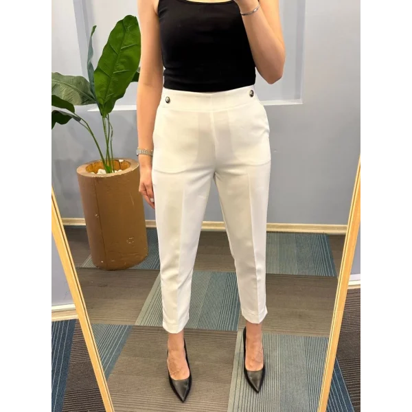 Bel Lasti̇kli̇ Düğmeli̇ Pantolon