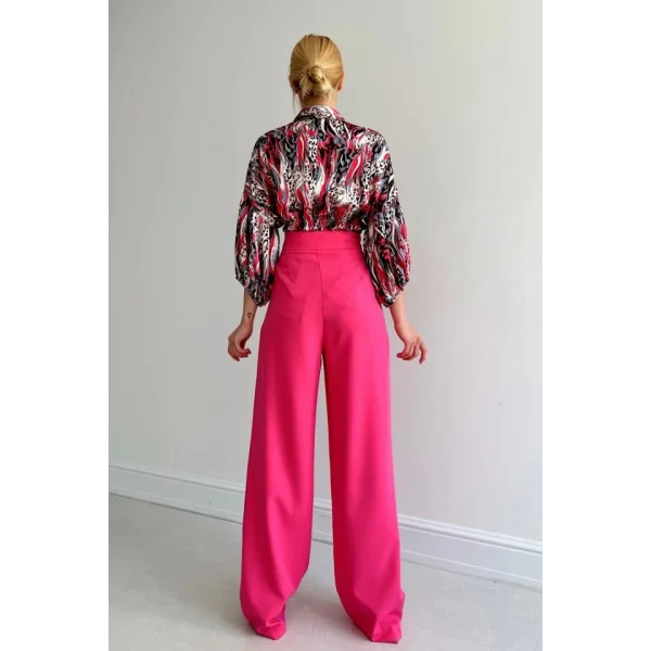 Beli astikli aten Gömlek  Fuşya