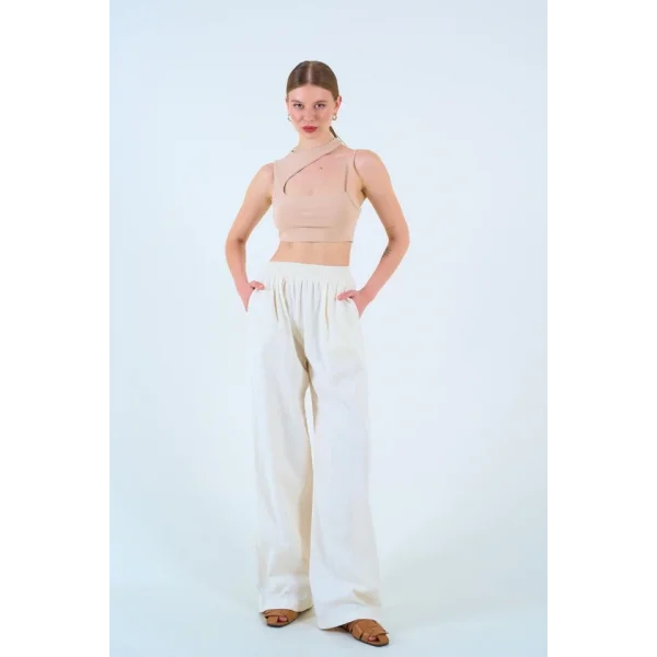 Beli astikli Palazo Pantolon  Taş