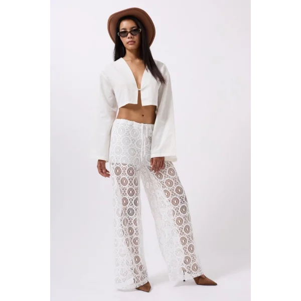 Beli Bağcıklı Dantel Pantolon