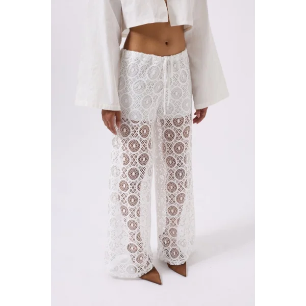 Beli Bağcıklı Dantel Pantolon