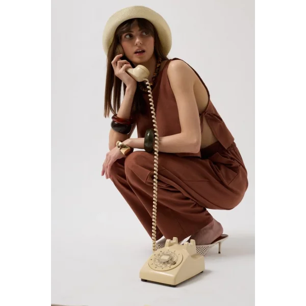 Beli Bağcıklı Düz Kesim Pantolon