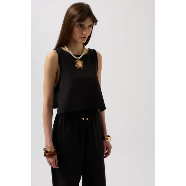 Beli Bağcıklı Düz Kesim Pantolon