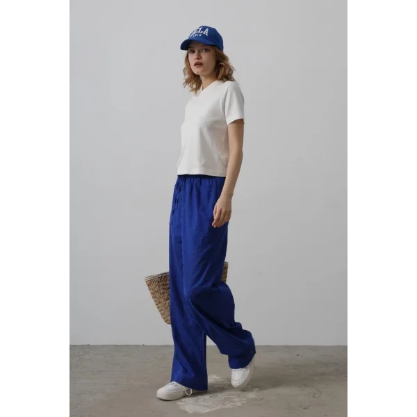 Beli Bağlamalı Brode Pantolon - Saks