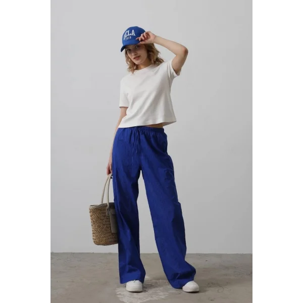 Beli Bağlamalı Brode Pantolon - Saks