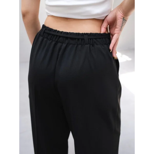 Beli̇ Lasti̇k Ve Bağcikli Geni̇ş Paça Pantolon