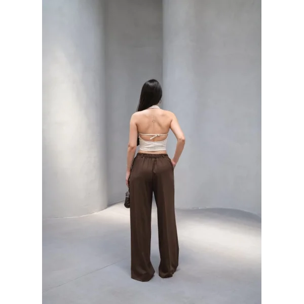 Beli̇ Lasti̇k Ve Bağcikli Geni̇ş Paça Pantolon