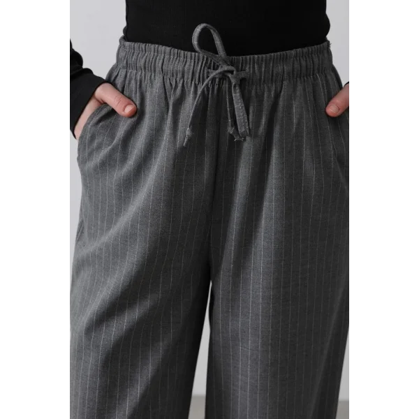 Beli Lastikli Bol Paça Pantolon - Antrasit