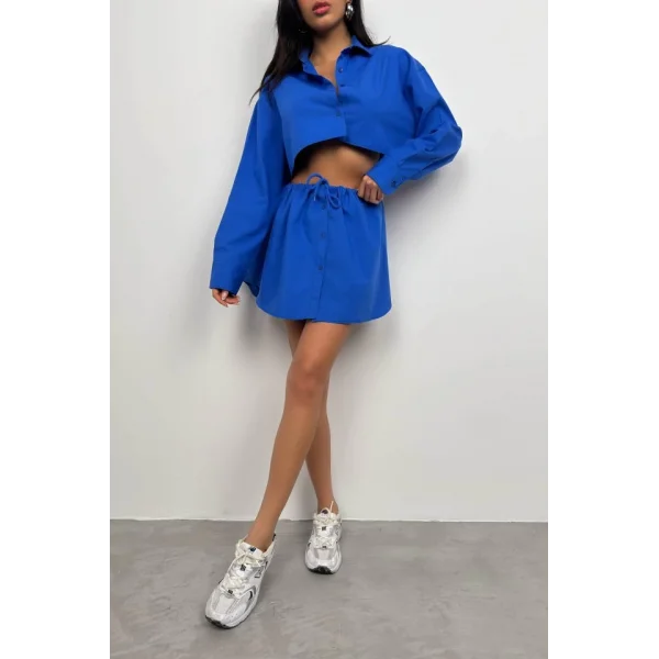 Beli Lastikli Düğmeli Mini Etek