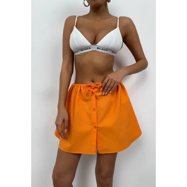 Beli Lastikli Düğmeli Mini Etek