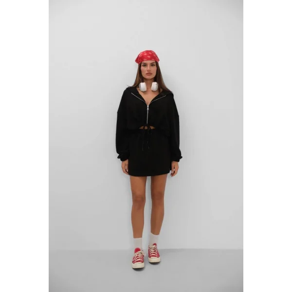 Beli Lastikli Fermuarlı Sweatshirt