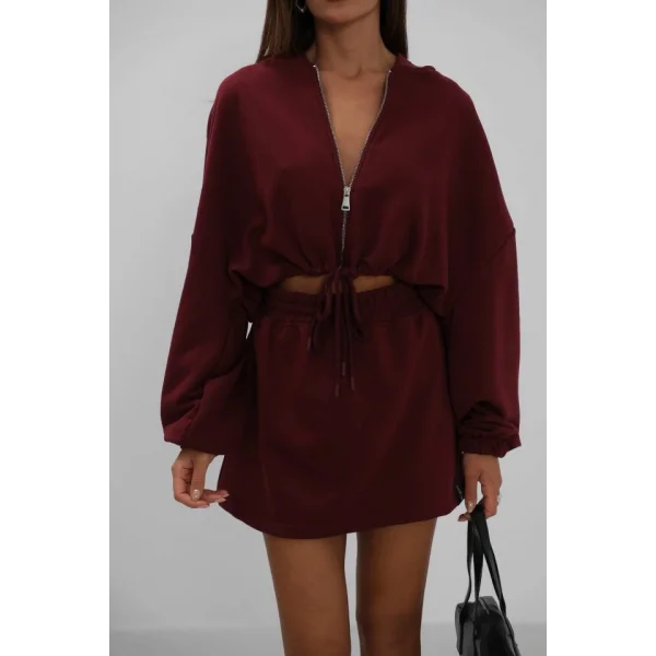 Beli Lastikli Fermuarlı Sweatshirt