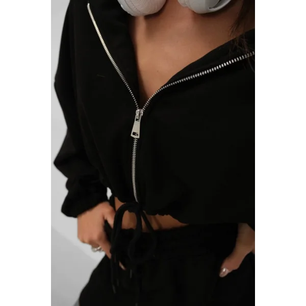 Beli Lastikli Fermuarlı Sweatshirt