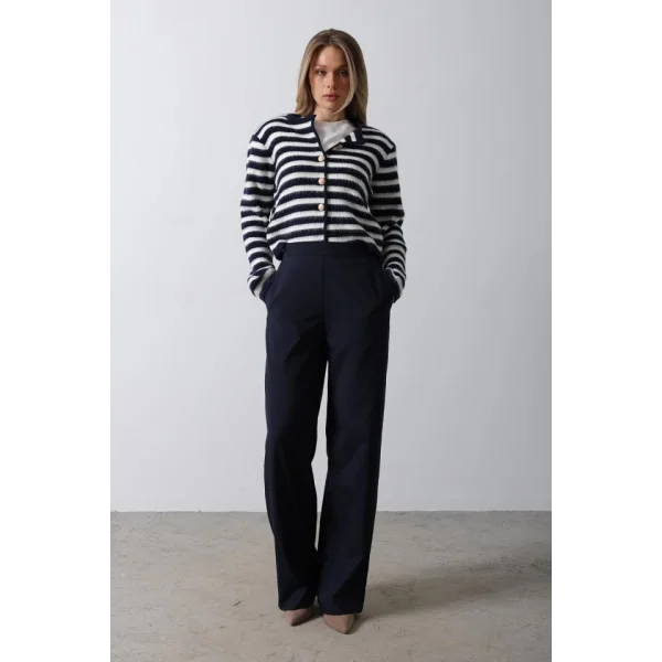 Beli Yarım astikli Palazzo Pantolon  acivert