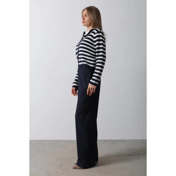 Beli Yarım astikli Palazzo Pantolon  acivert