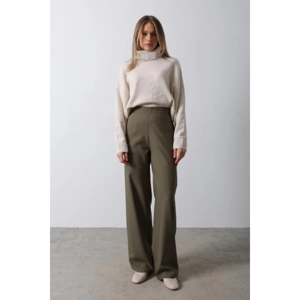 Beli Yarım astikli Palazzo Pantolon  Haki