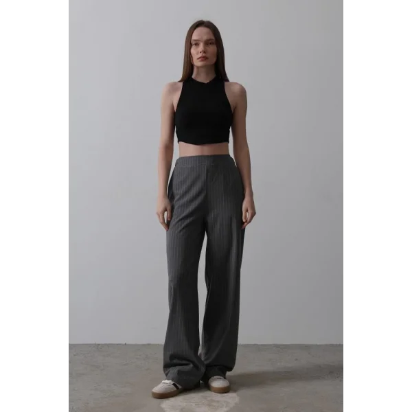 Beli Yarım Lastikli Palazzo Pantolon - Antrasit